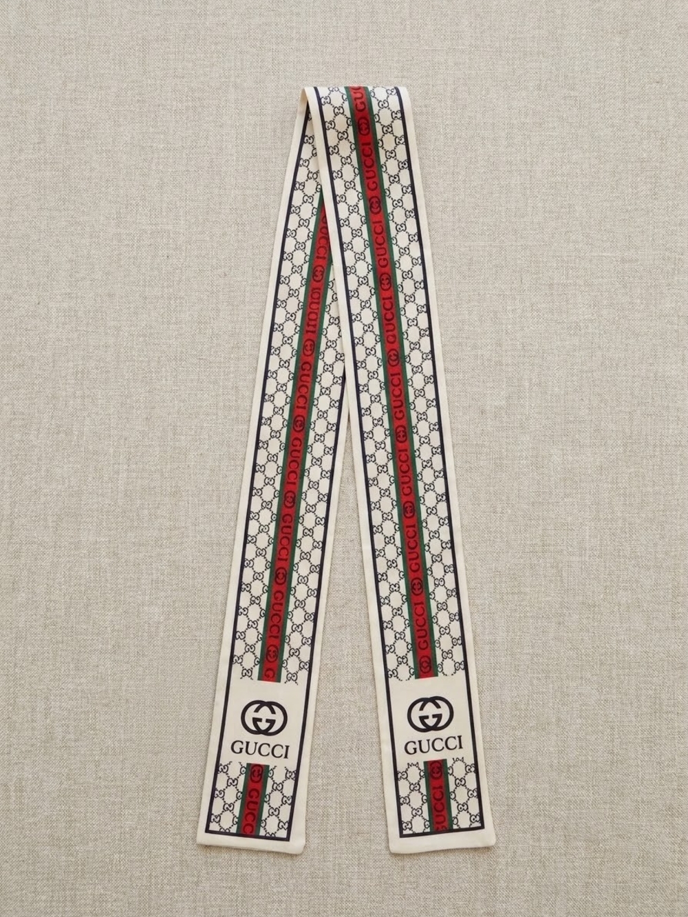 Brand NEW Silk Skinny Scarf with Red and Green Stripe Twilley